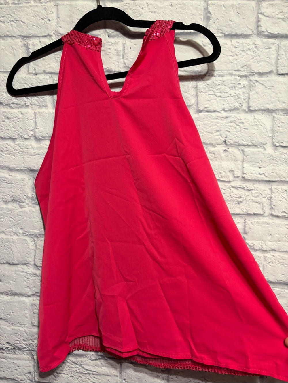 Fuchsia Sequin Halter Tank Top - Women XL - Picture 6 of 8
